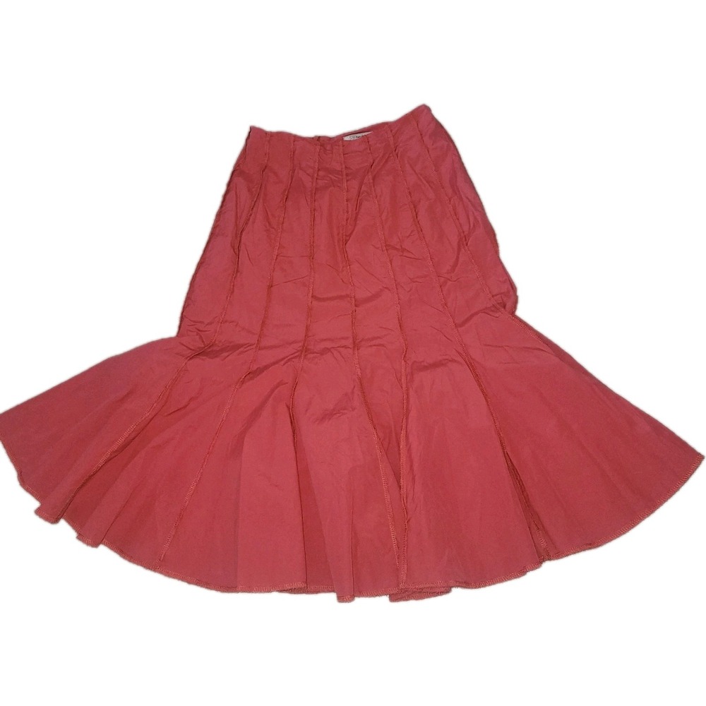 Two Star Dog Embroidered Fit & Flare Pleated Skirt Coral S Retro Y2K 90's Sexy